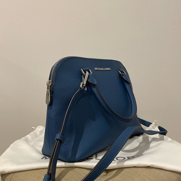 Michael Kors Steel Blue Satchel Leather Bag - Picture 2 of 11